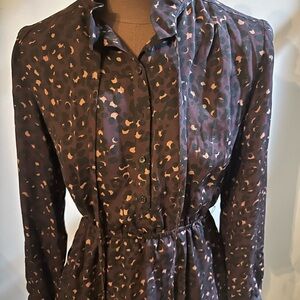 LOFT Black and Brown leopard Patterned Dress